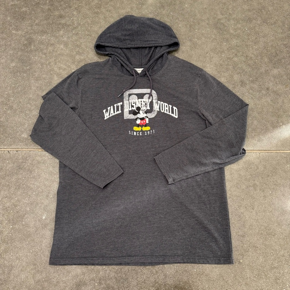 Classic Walt Disney World Mickey Mouse Hoodie Lightweight XL Grey